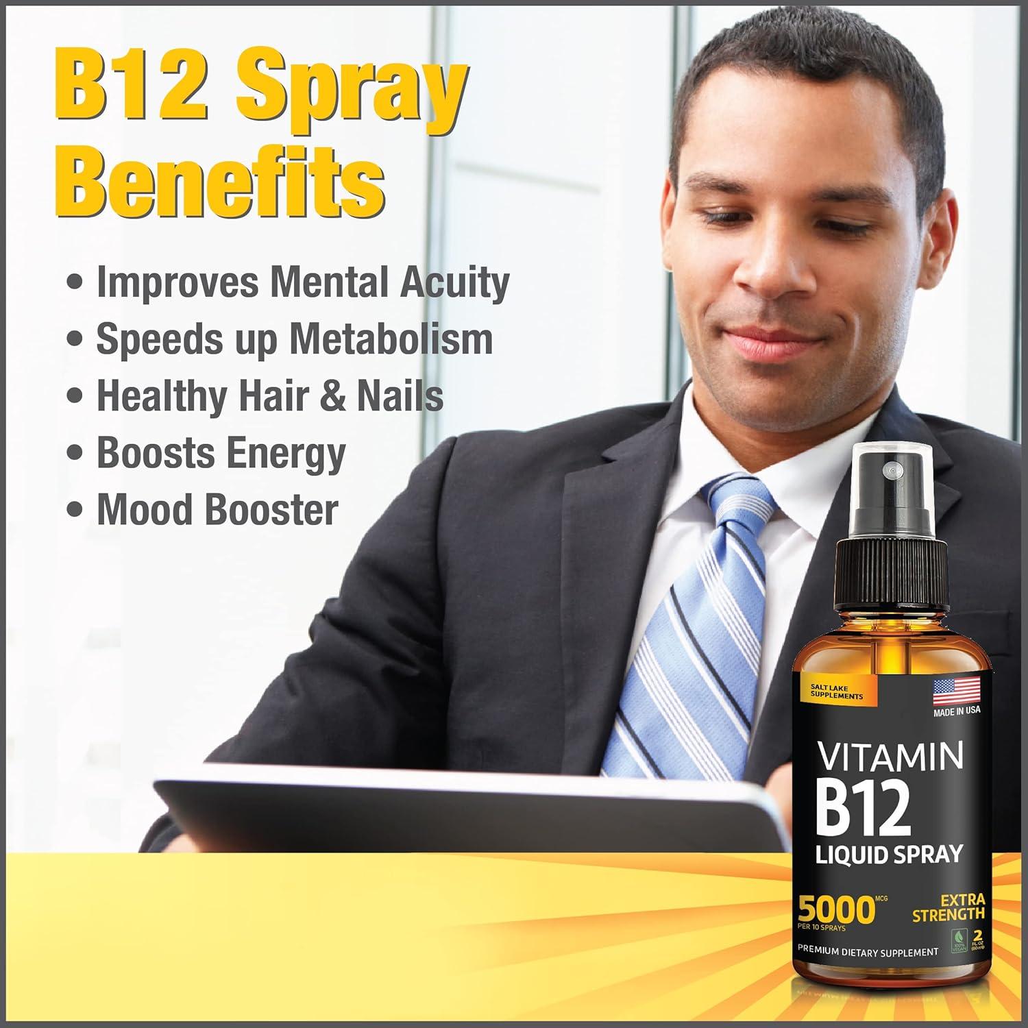 Spray de Vitamina B12 Sublingual Vegana 500 mcg - SALT LAKE SUPPLEMENTS