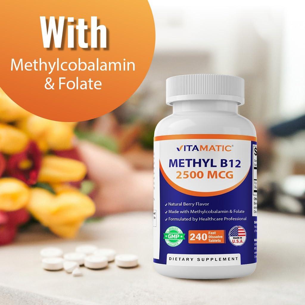 Vitamatic Metil B12 2500 mcg + Ácido Fólico 240 Tabletas