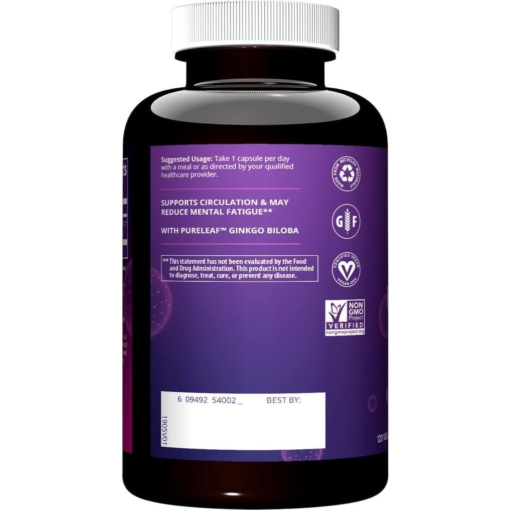 Suplemento Ginkgo B 60mg MRM Nutrition | Vegano | 120 Cápsulas