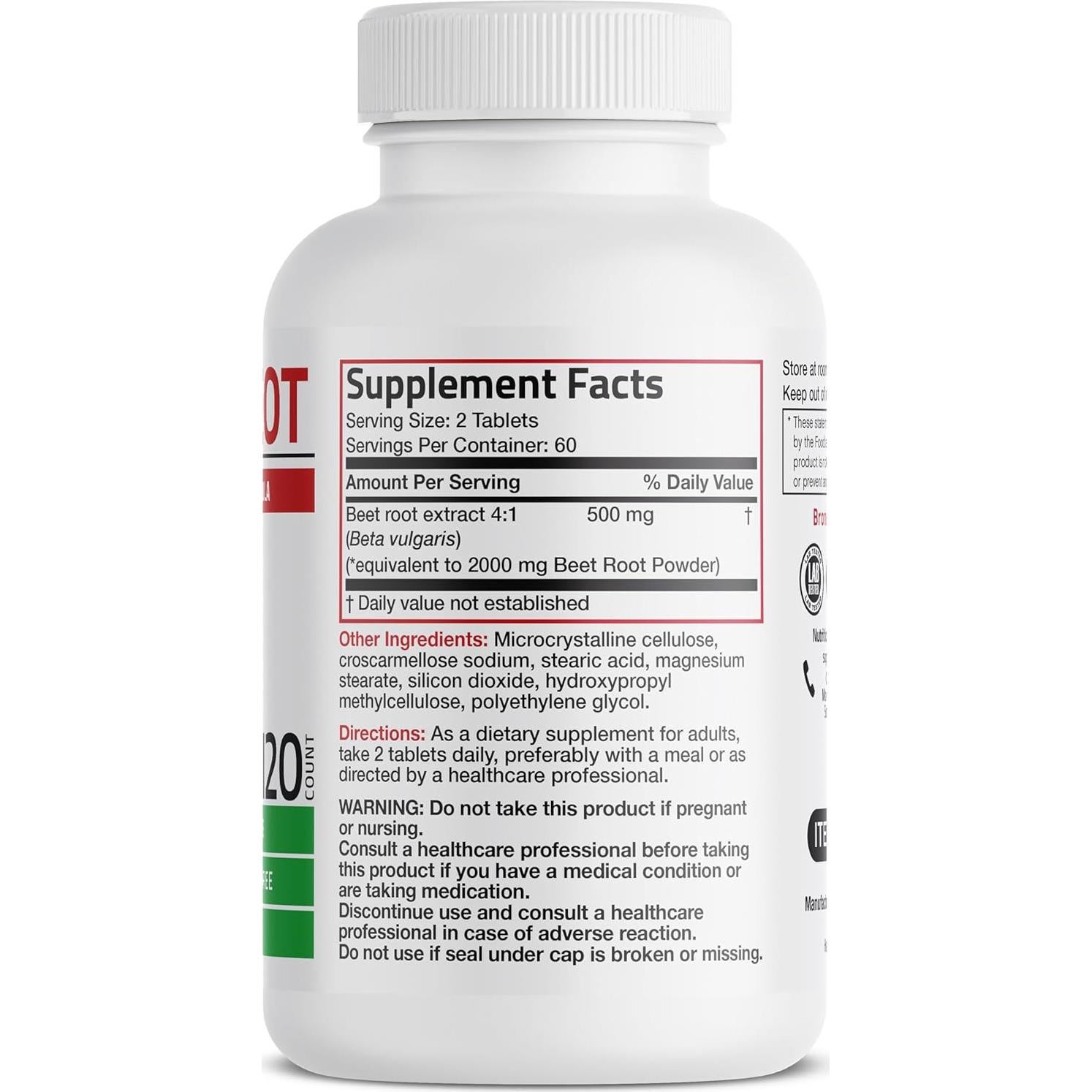 Suplemento Bronson Raíz de Remolacha Extra Fuerte 120 Tabletas