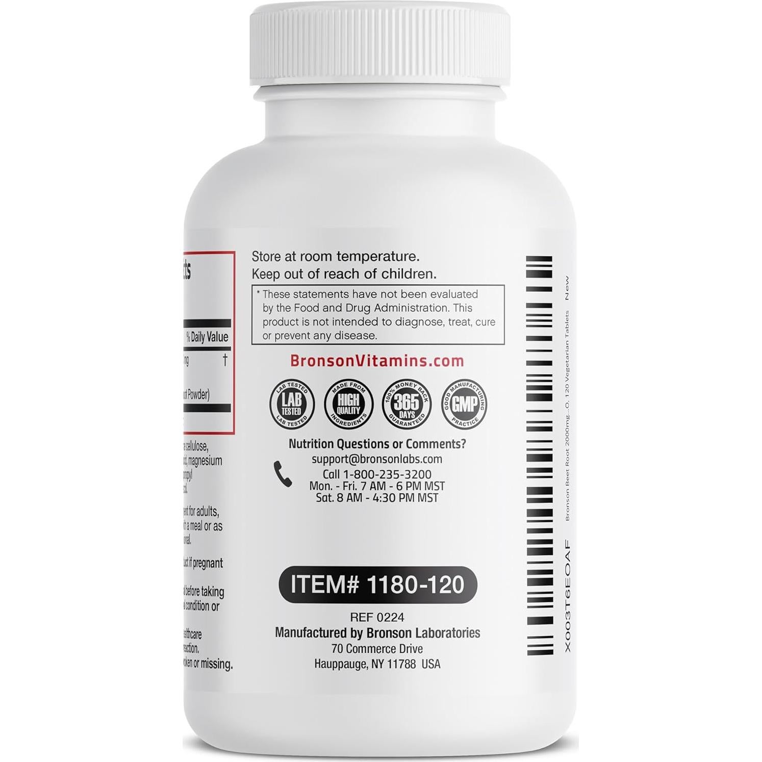 Suplemento Bronson Raíz de Remolacha Extra Fuerte 120 Tabletas