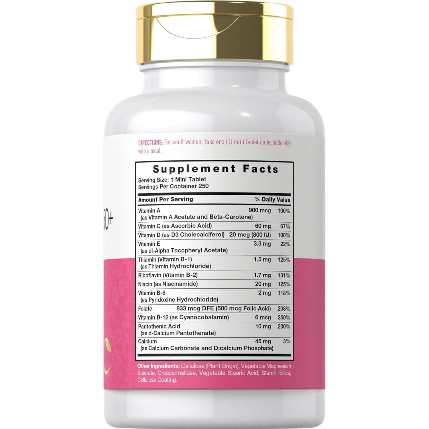 Carlyle Multivitamina para Mujeres 50+ | 250 Tabletas | Sin Hierro