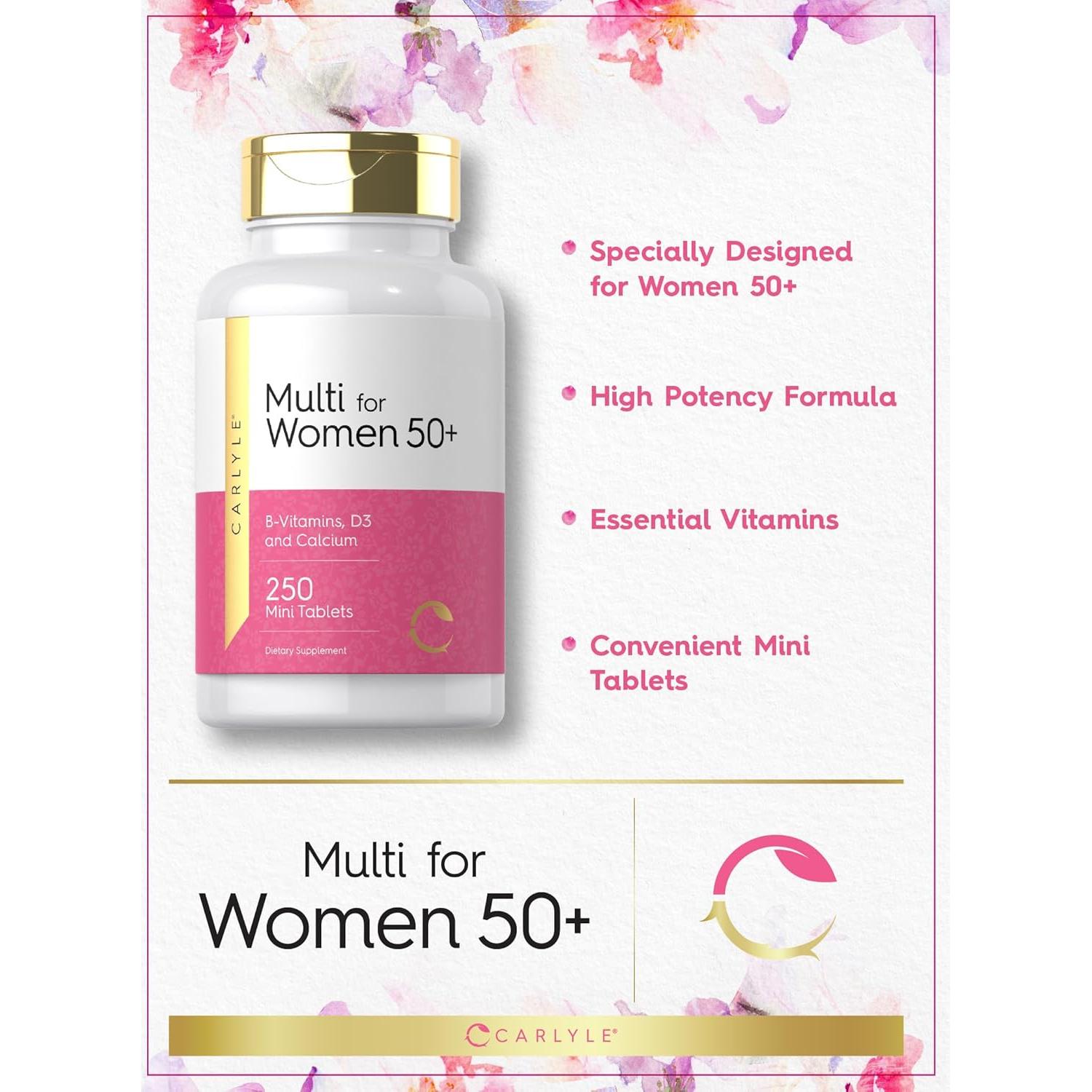 Carlyle Multivitamina para Mujeres 50+ | 250 Tabletas | Sin Hierro