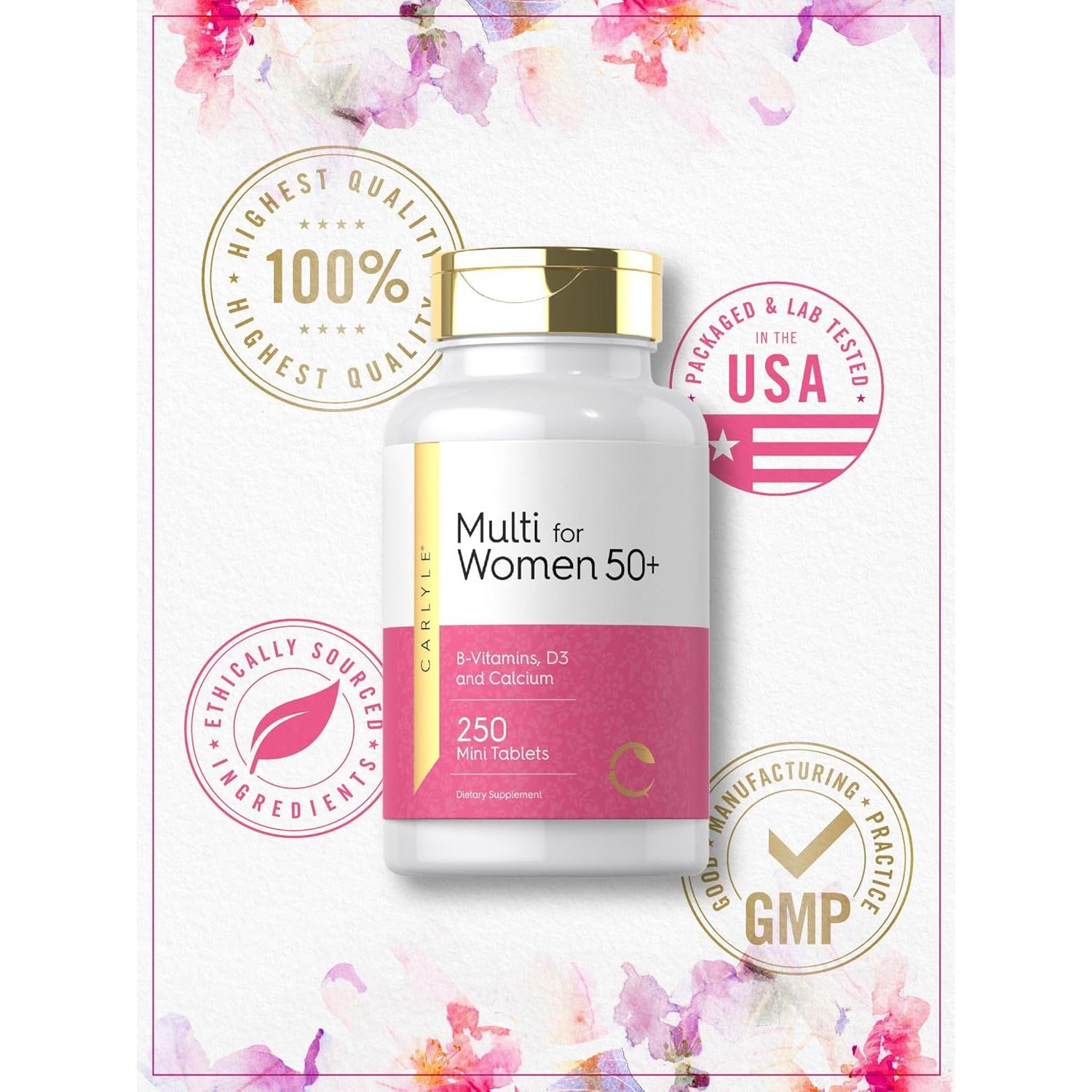 Carlyle Multivitamina para Mujeres 50+ | 250 Tabletas | Sin Hierro