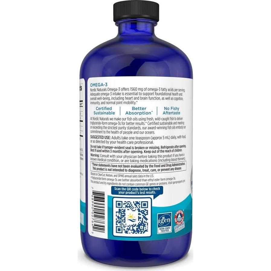 Omega-3 Líquido Nordic Naturals 473 ml Limón 1560 mg EPA DHA