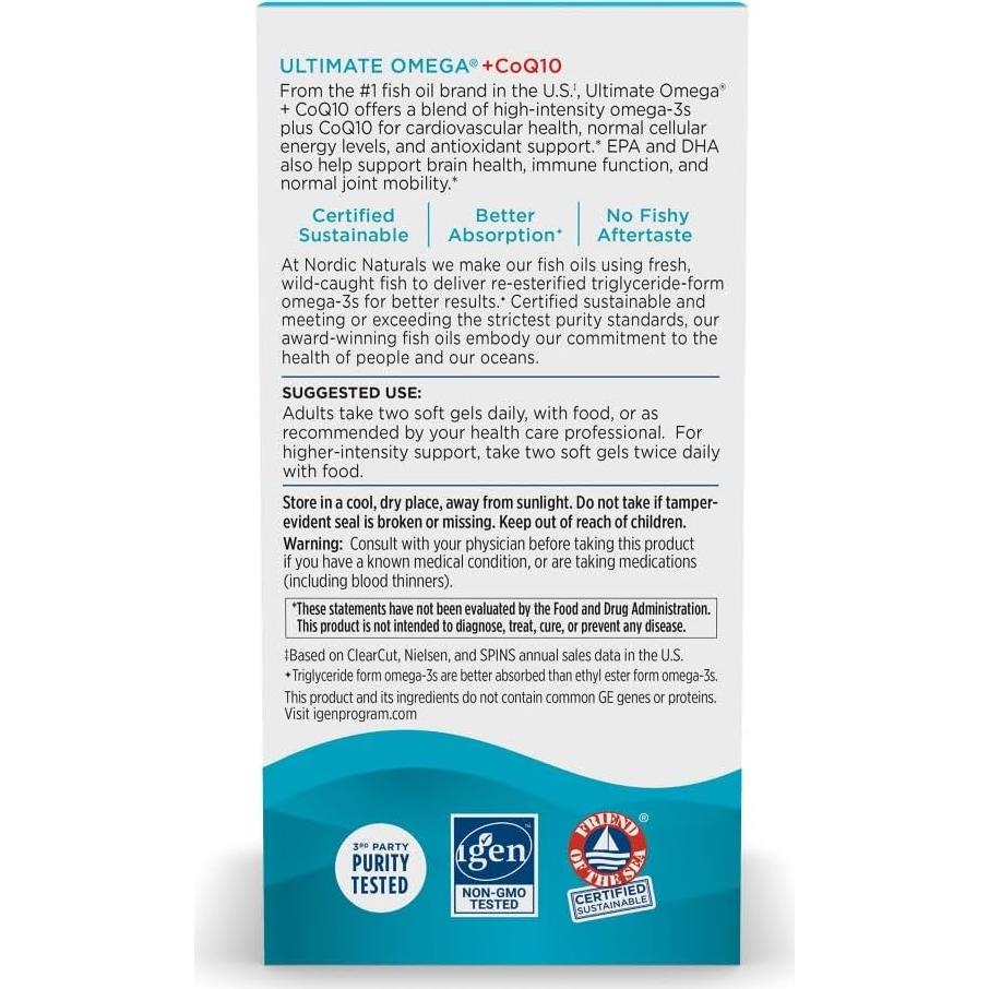 Omega Ultimate Nordic Naturals + CoQ10 120 Geles Blandos 1280 mg