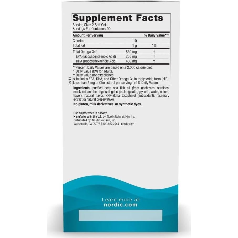 Suplemento Omega-3 DHA Nordic Naturals 180 Geles Fresa 830 mg