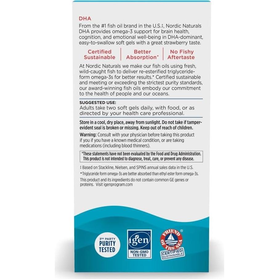 Suplemento Omega-3 DHA Nordic Naturals 180 Geles Fresa 830 mg