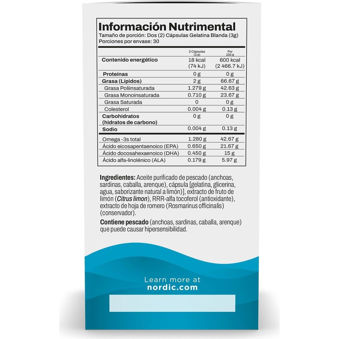 Suplemento Omega 3 Ultimate Nordic Naturals 1280 mg 60 cápsulas
