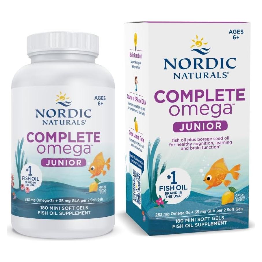 Omega Completo Jr. Nordic Naturals 180 Gelatinas Limón 283 mg Omega-3