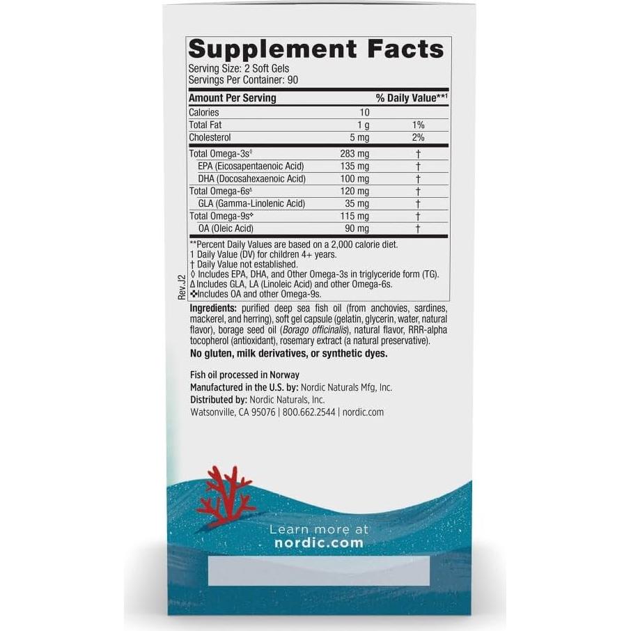 Omega Completo Jr. Nordic Naturals 180 Gelatinas Limón 283 mg Omega-3