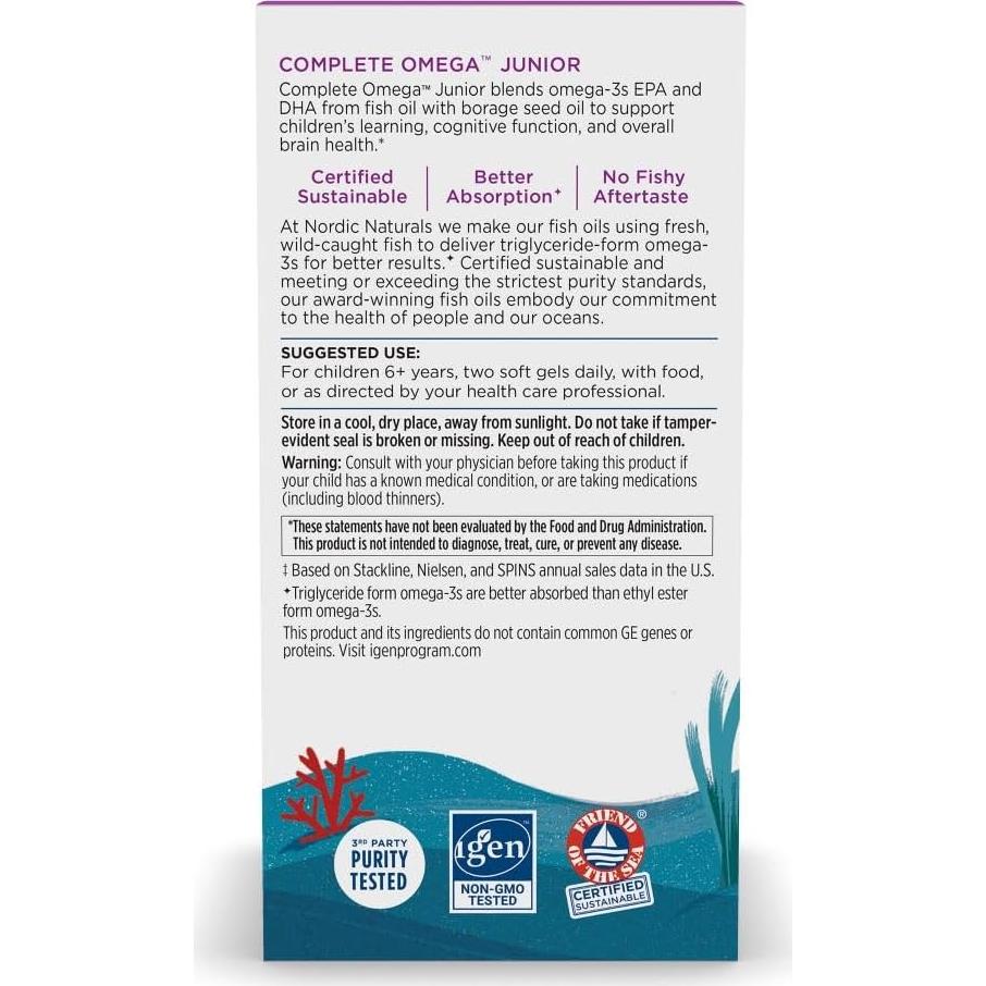 Omega Completo Jr. Nordic Naturals 180 Gelatinas Limón 283 mg Omega-3