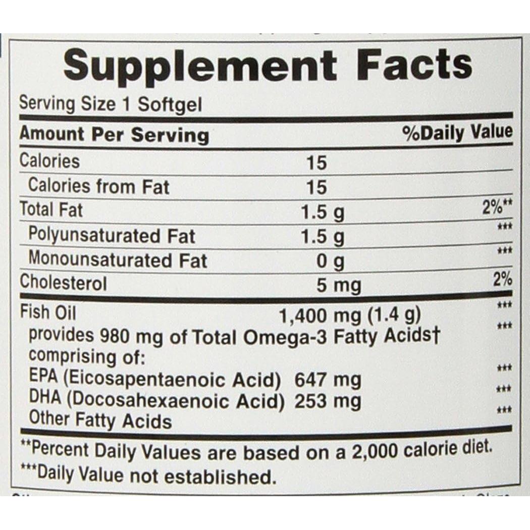 Aceite de Pescado Nature's Bounty 1400 Mg 130 Cápsulas Blandas