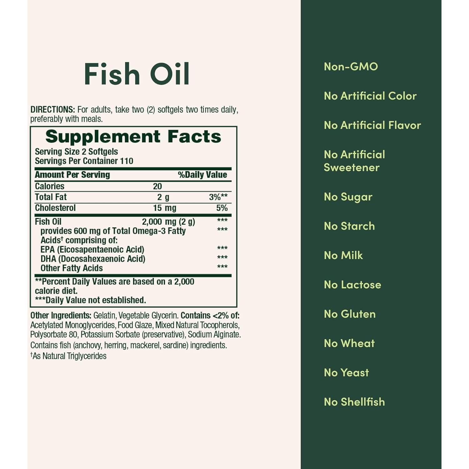 Aceite de Pescado Nature's Bounty 1000 mg Omega-3 220 Cápsulas