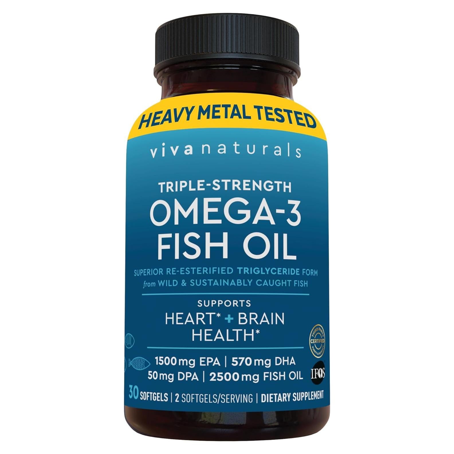 Suplemento Omega 3 Viva Naturals 2500 mg - 30 Cápsulas Blandas