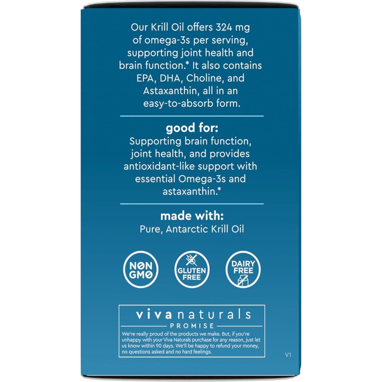 Suplemento de Aceite de Kril Viva Naturals 1200 mg Omega-3 90 Cápsulas