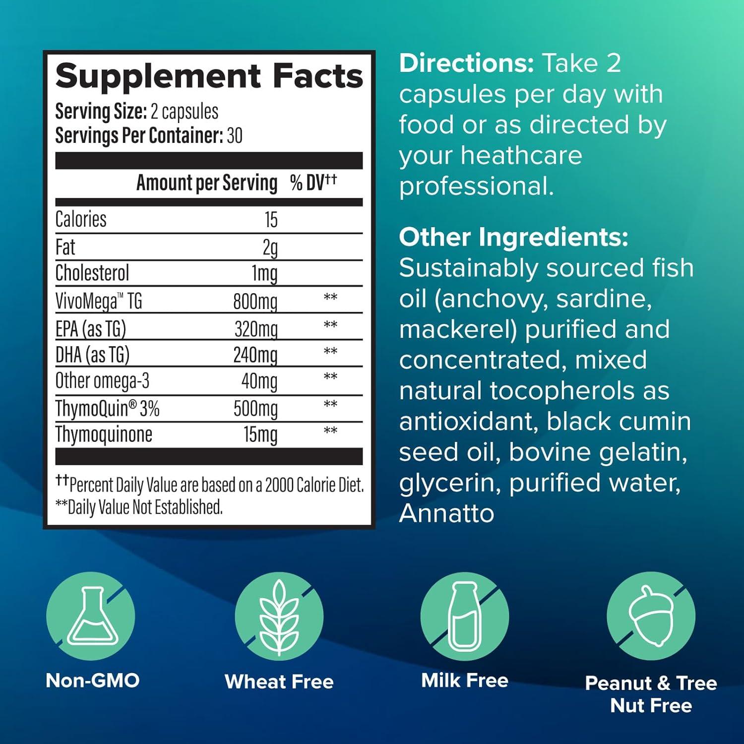 OmegaQuin Suplemento Omega-3 y Timoquinona 60 Cápsulas