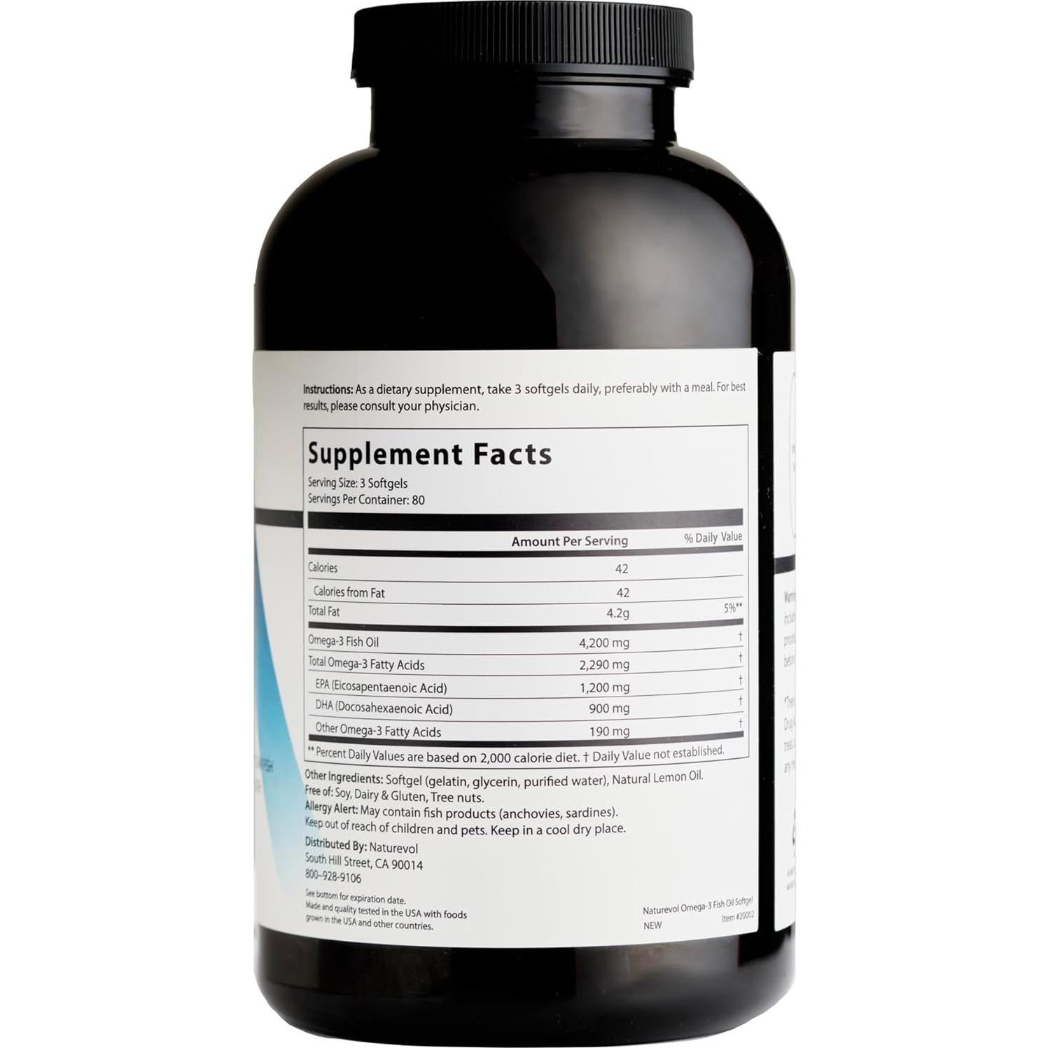 Aceite de Pescado Omega 3 Naturevol 4200mg Limón 240 Gelatinas