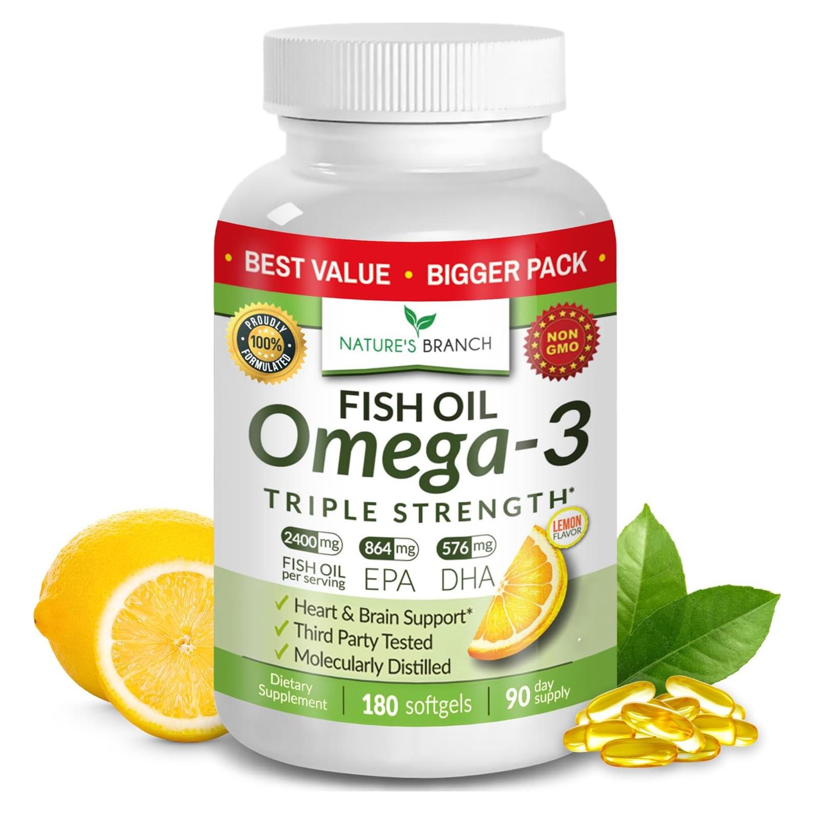 Cápsulas de Aceite de Pescado Omega 3 Nature's Branch 180 Unidades