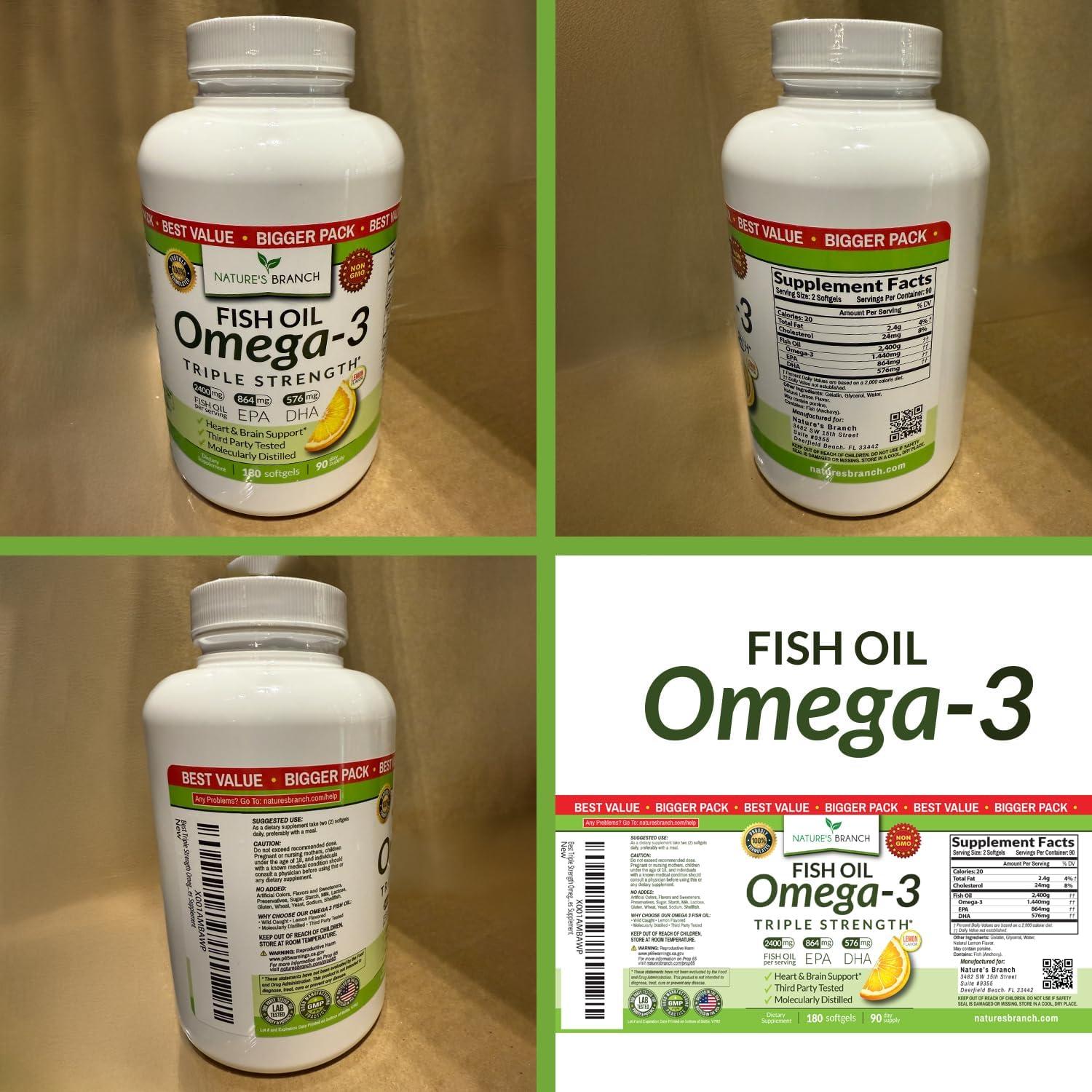 Cápsulas de Aceite de Pescado Omega 3 Nature's Branch 180 Unidades