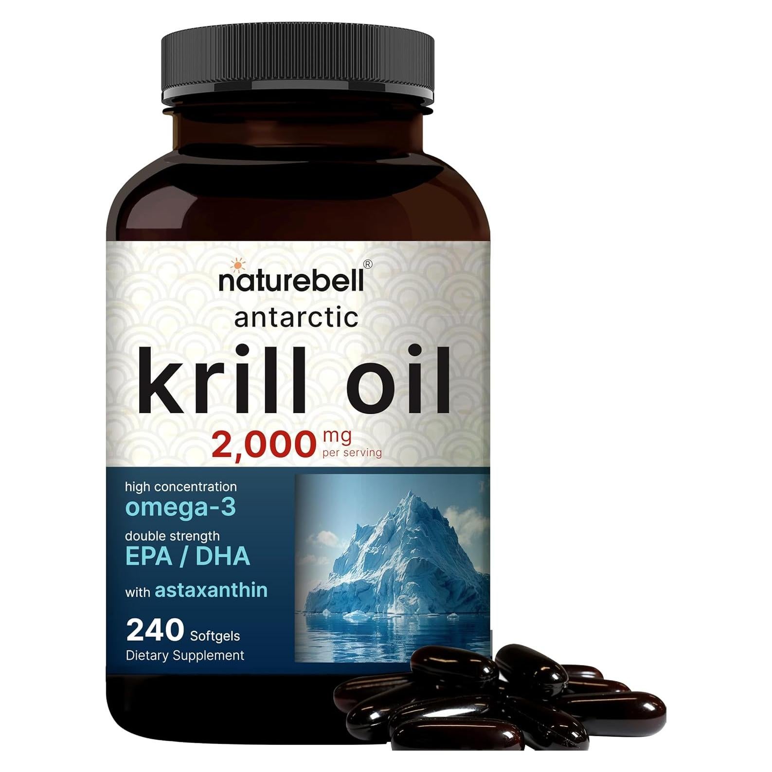 Suplemento de Aceite de Kril Antártico Nature Bell 2000mg 240 Geles