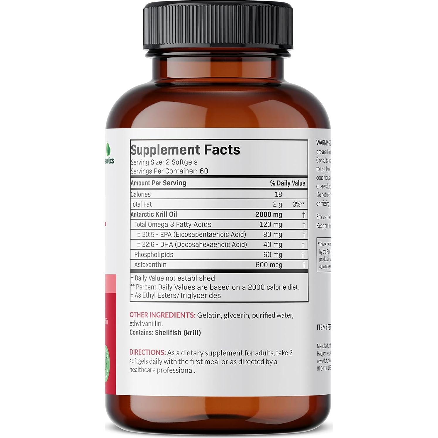 Aceite de Kril Antártico Futurebiotics 2000mg Omega-3 120 Softgels