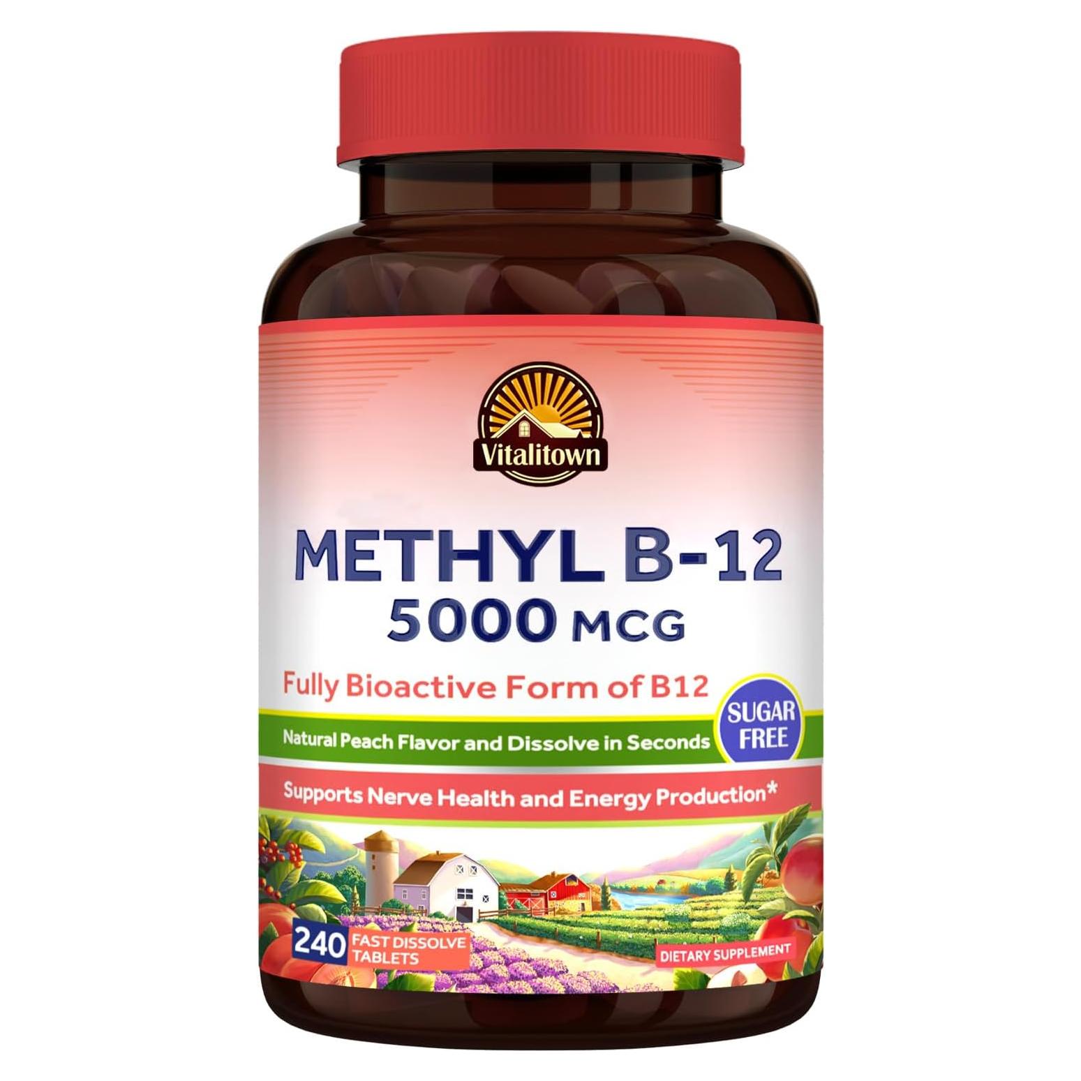 Vitalitown Vitamina B12 Metílica 5000 mcg 240 Tabletas Rápidas