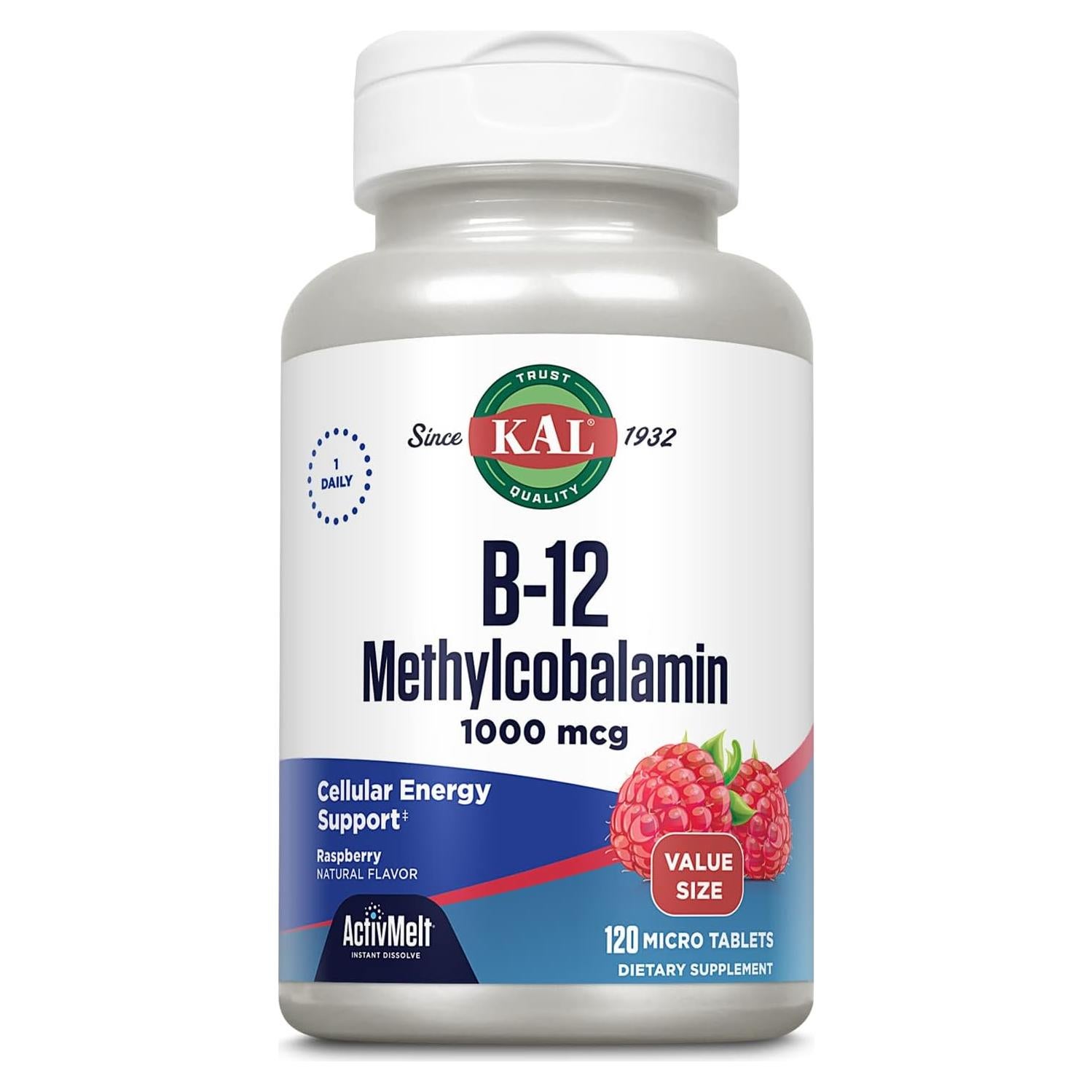 KAL Vitamina B12 Metilcobalamina 1000mcg 120 Microtabletas