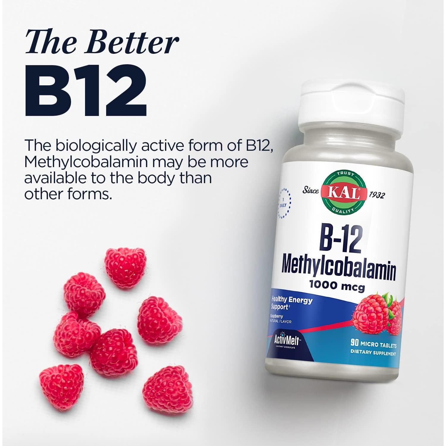KAL Vitamina B12 Metilcobalamina 1000mcg 120 Microtabletas