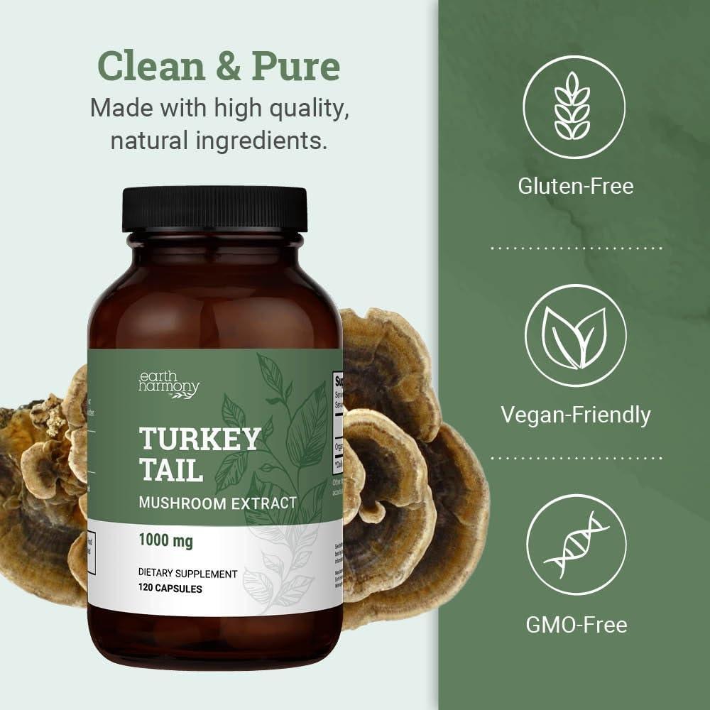 Cápsulas de Hongo Cola de Pavo Orgánico Earth Harmony 1200mg