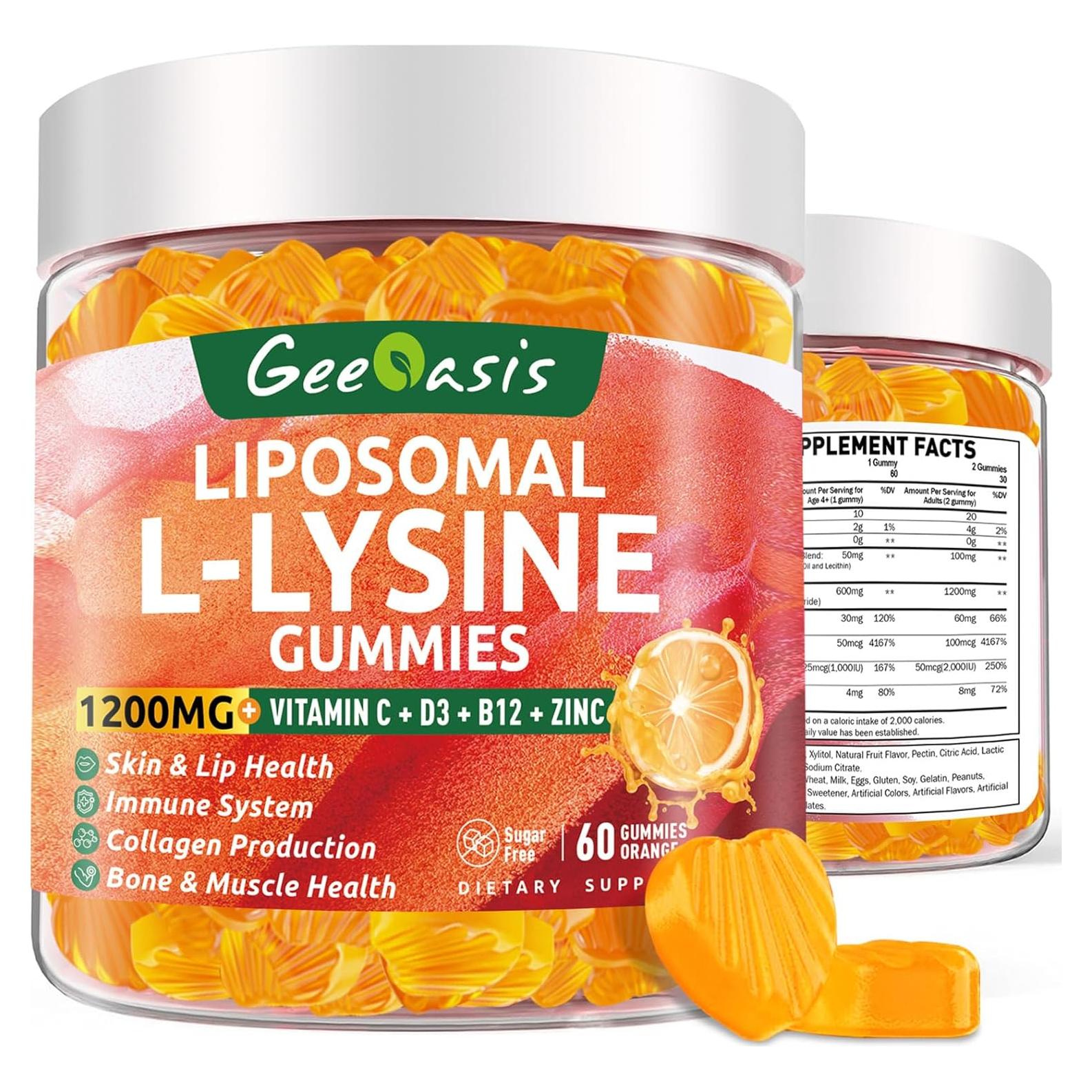 Gomitas de L-lisina Liposomal 1200mg Geeoasis 60 Unidades