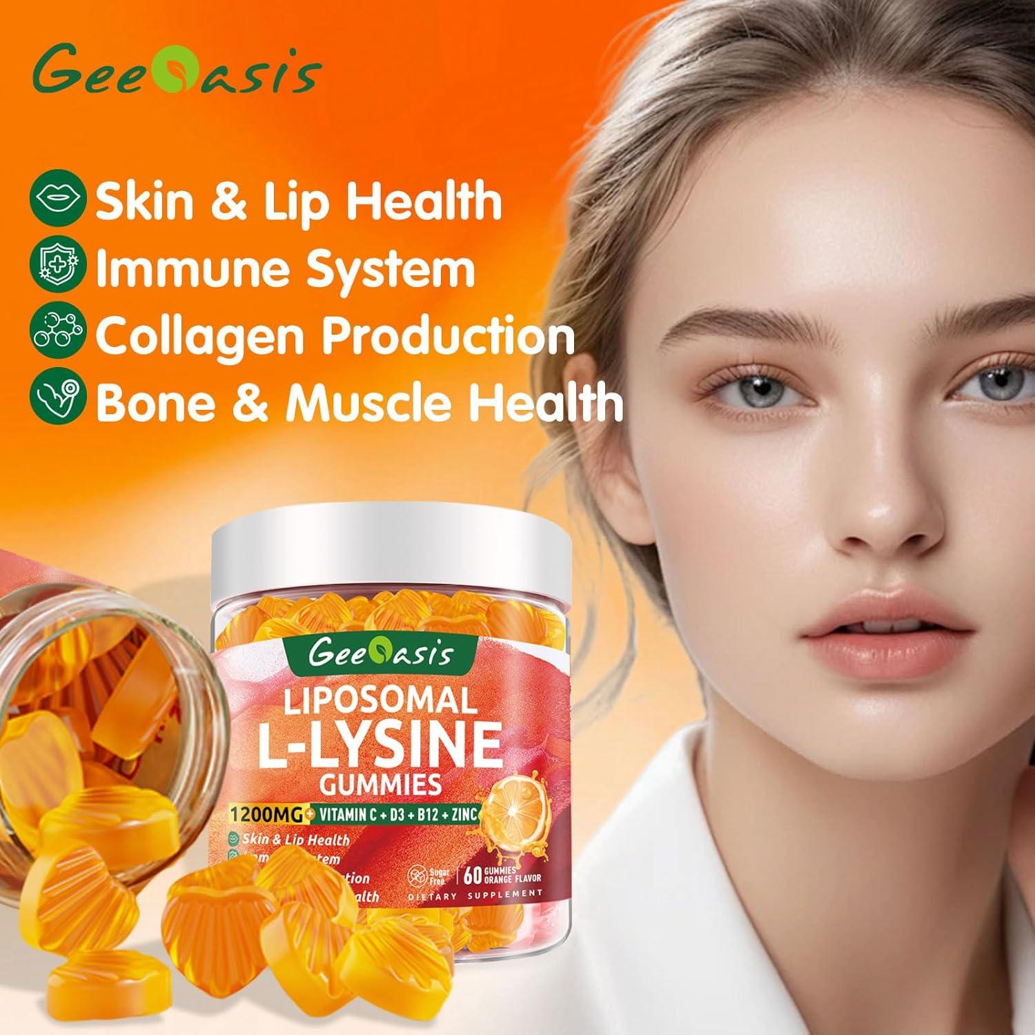 Gomitas de L-lisina Liposomal 1200mg Geeoasis 60 Unidades