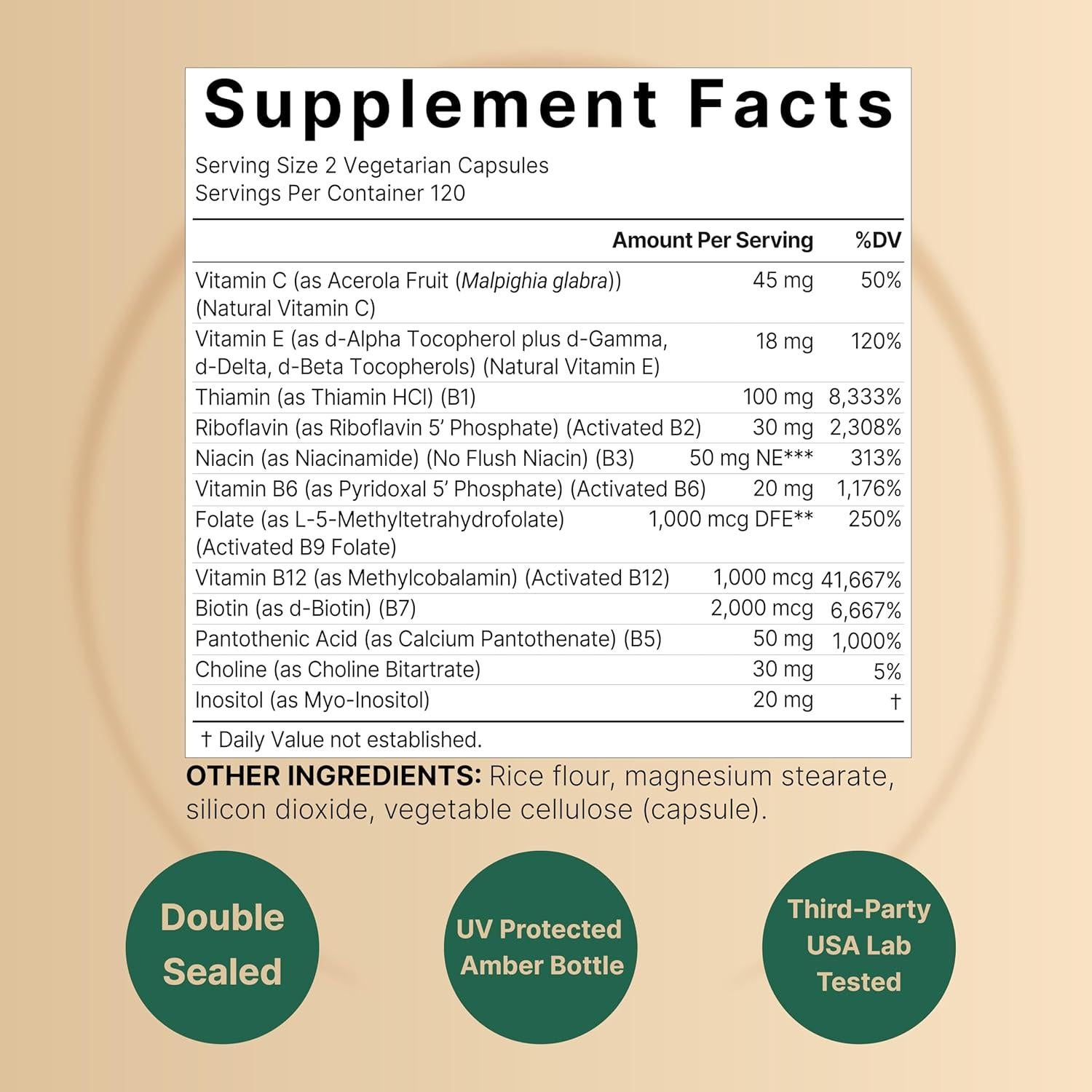 Vitaminas B Complejo Metiladas NatureBell 240 Cápsulas Veg.