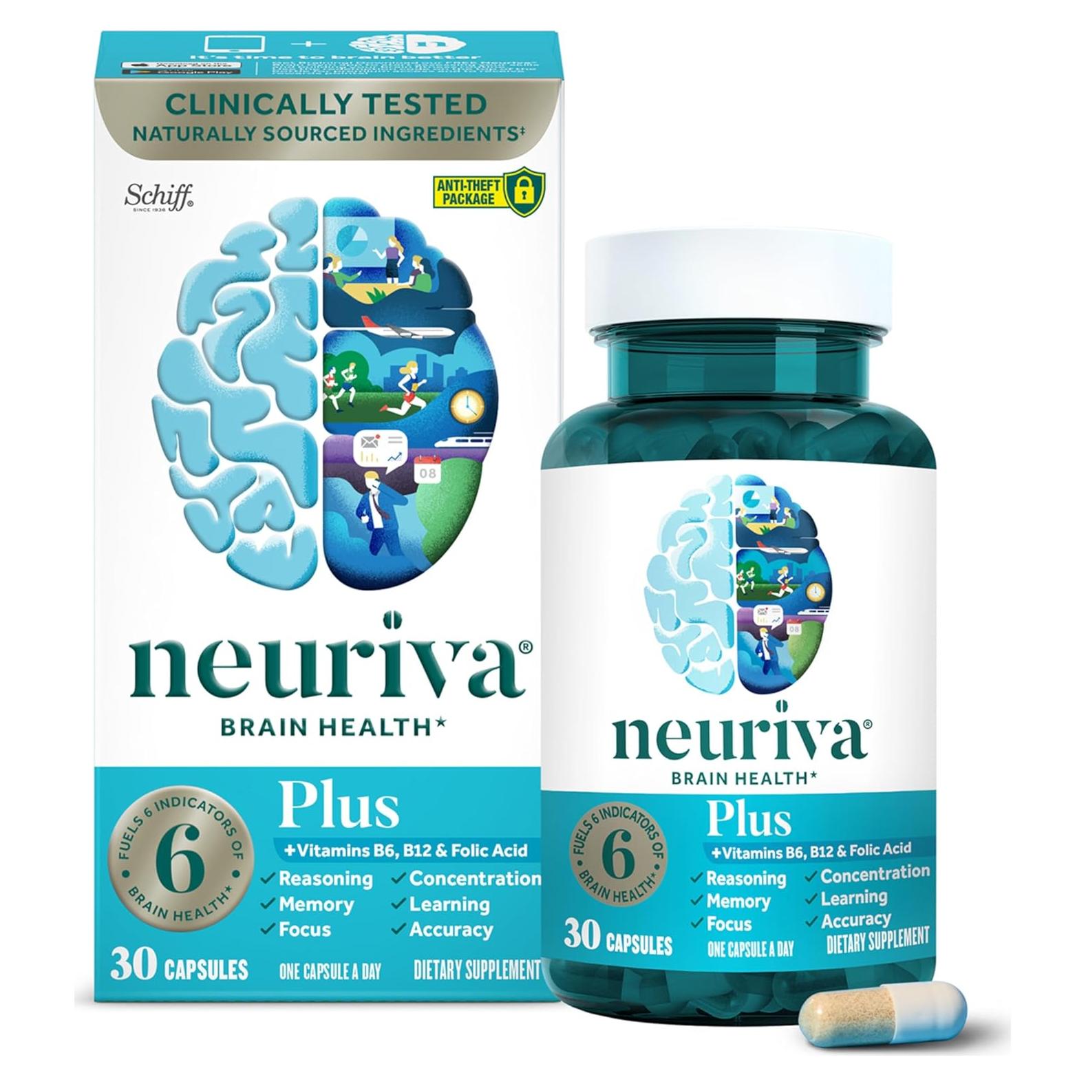 Suplemento Cerebral NEURIVA Plus 30 Cápsulas - Memoria y Concentración