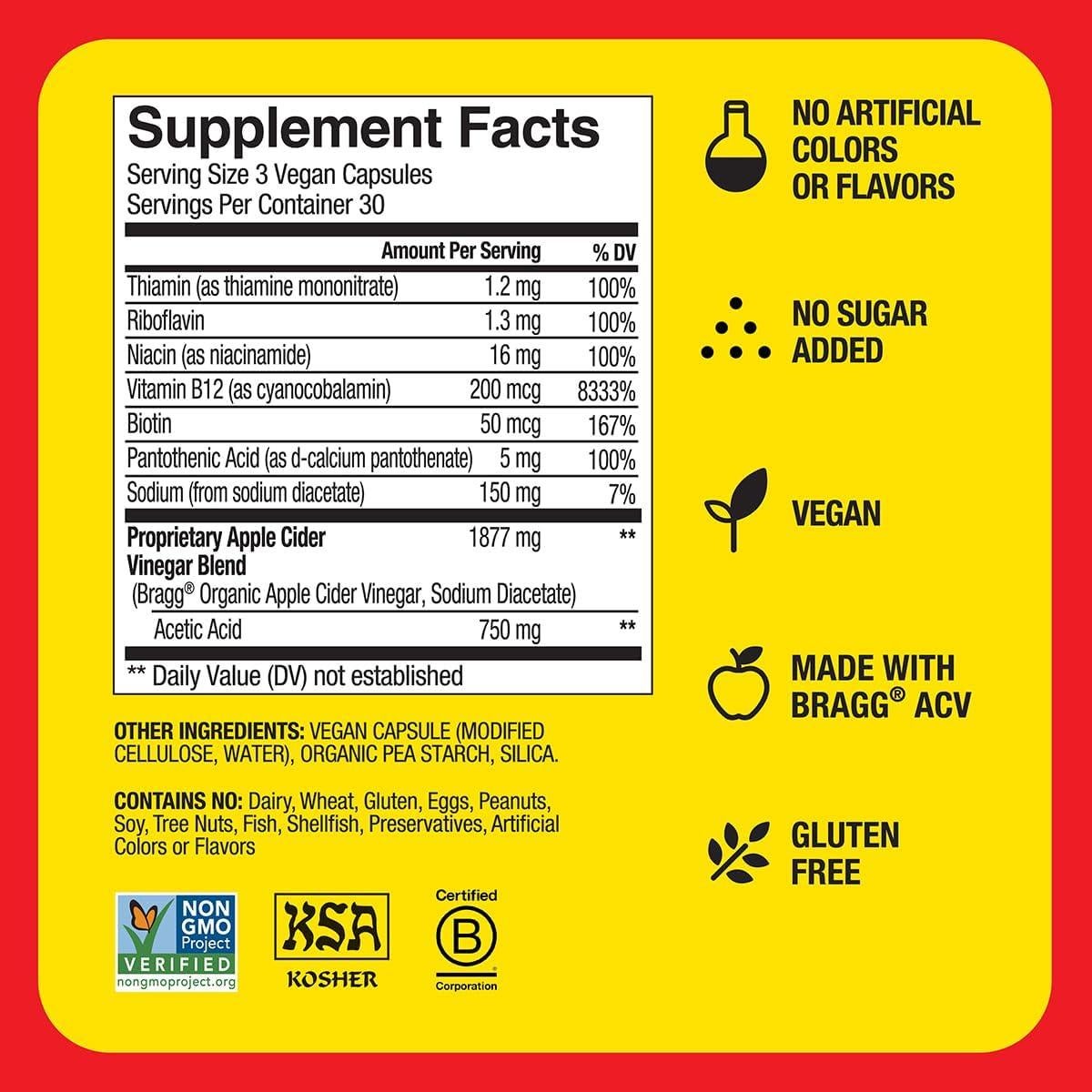 Cápsulas de Vinagre de Sidra de Manzana Bragg 90 Unidades