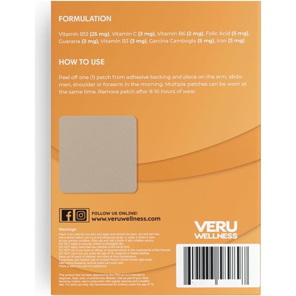 Parche Energía B12 Veru Wellness - 60 Parches Autoadhesivos