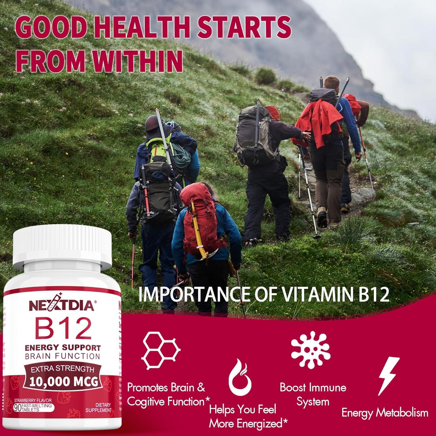 Vitaminas B12 Metilada Sublingual Nextdia 10,000 mcg 90 Tabletas
