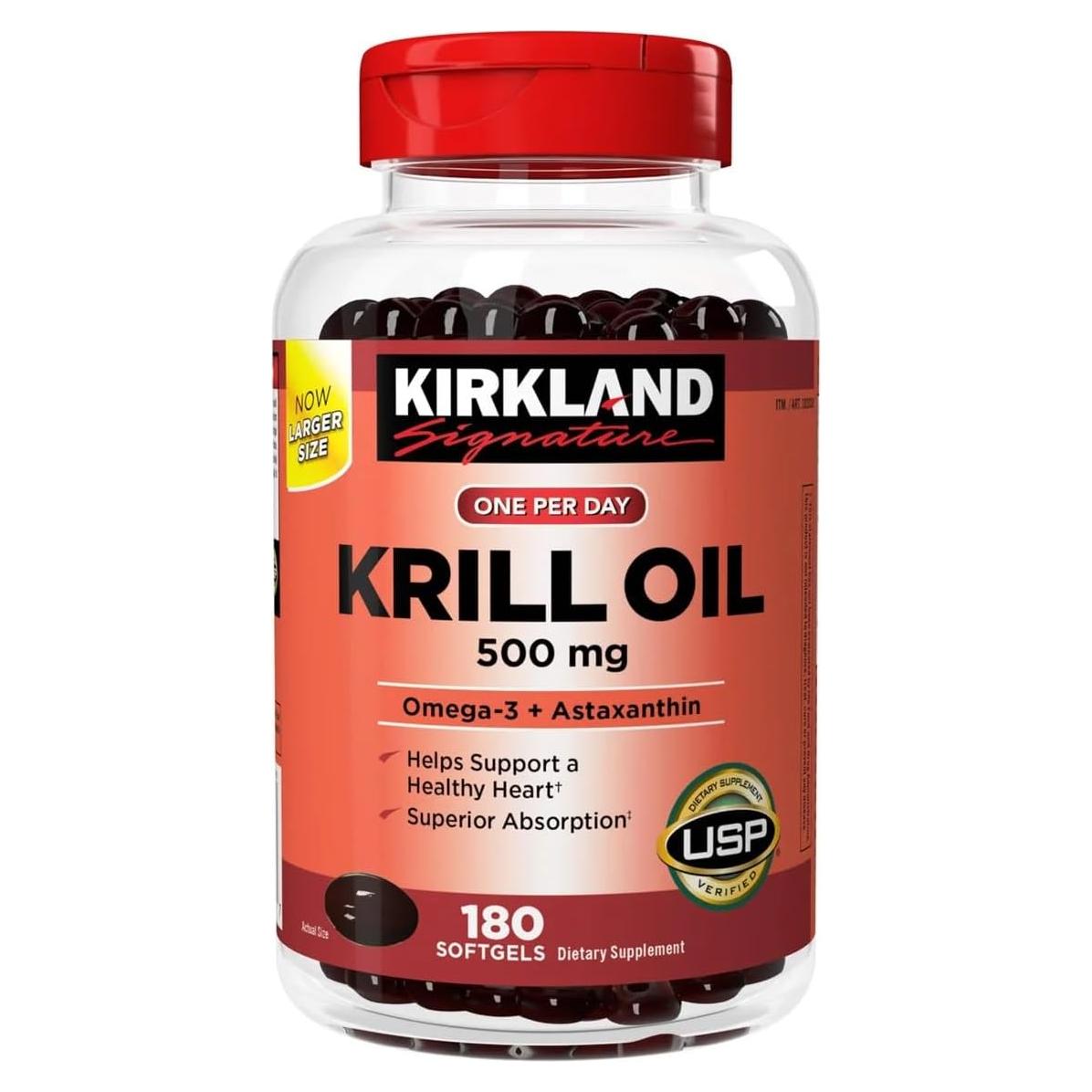 Kirkland Aceite de Kril 500mg 180 Gelatinas Blandas Omega-3