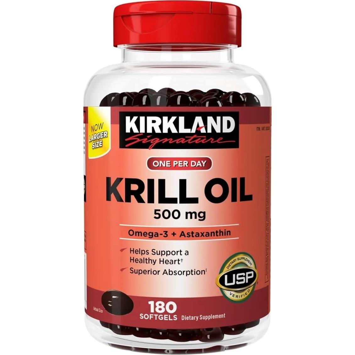 Kirkland Aceite de Kril 500mg 180 Gelatinas Blandas Omega-3
