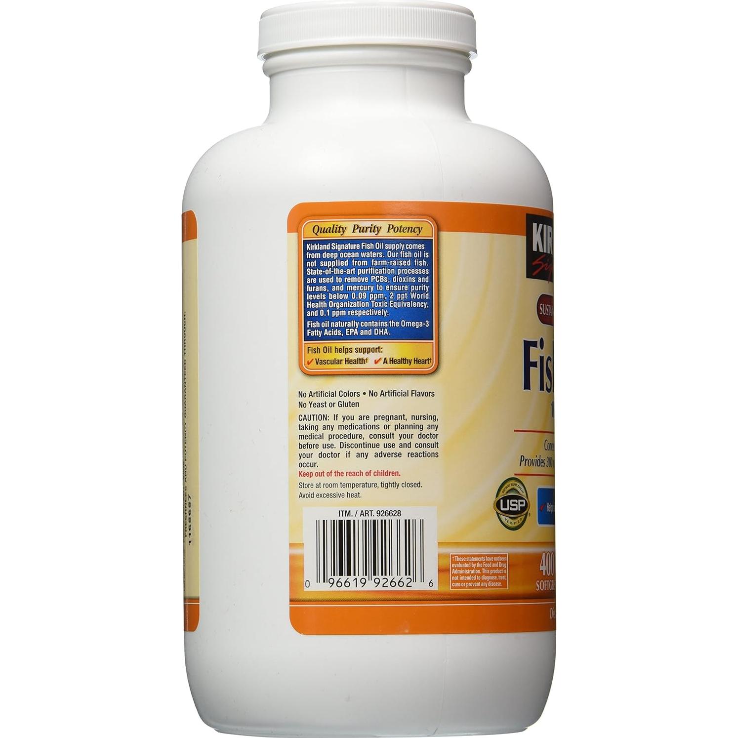 Aceite de Pescado Omega-3 Kirkland Signature 800 Gelatinas 1000 mg