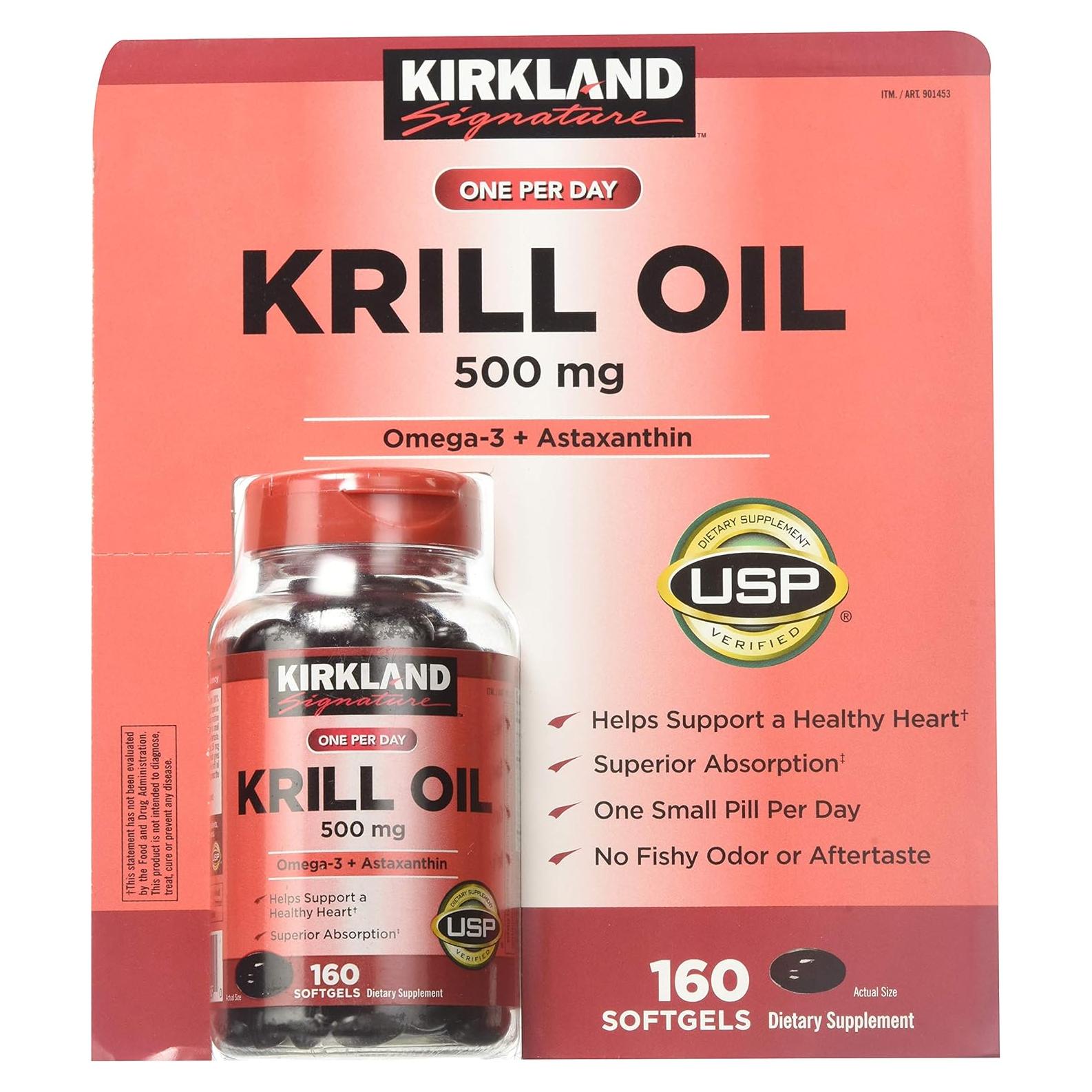 Aceite de Kril Kirkland Signature 500 mg 160 Gelatinas Blandas