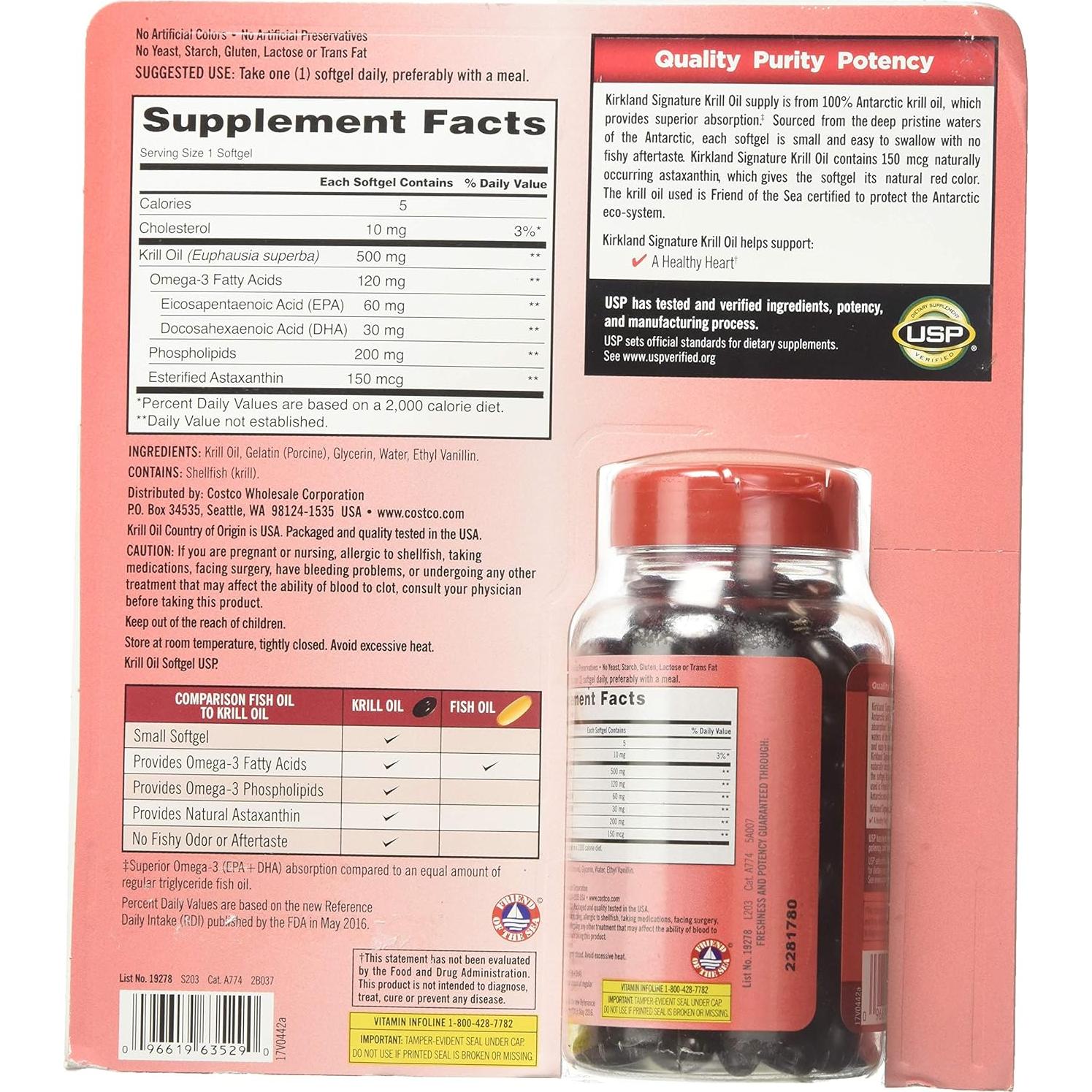 Aceite de Kril Kirkland Signature 500 mg 160 Gelatinas Blandas