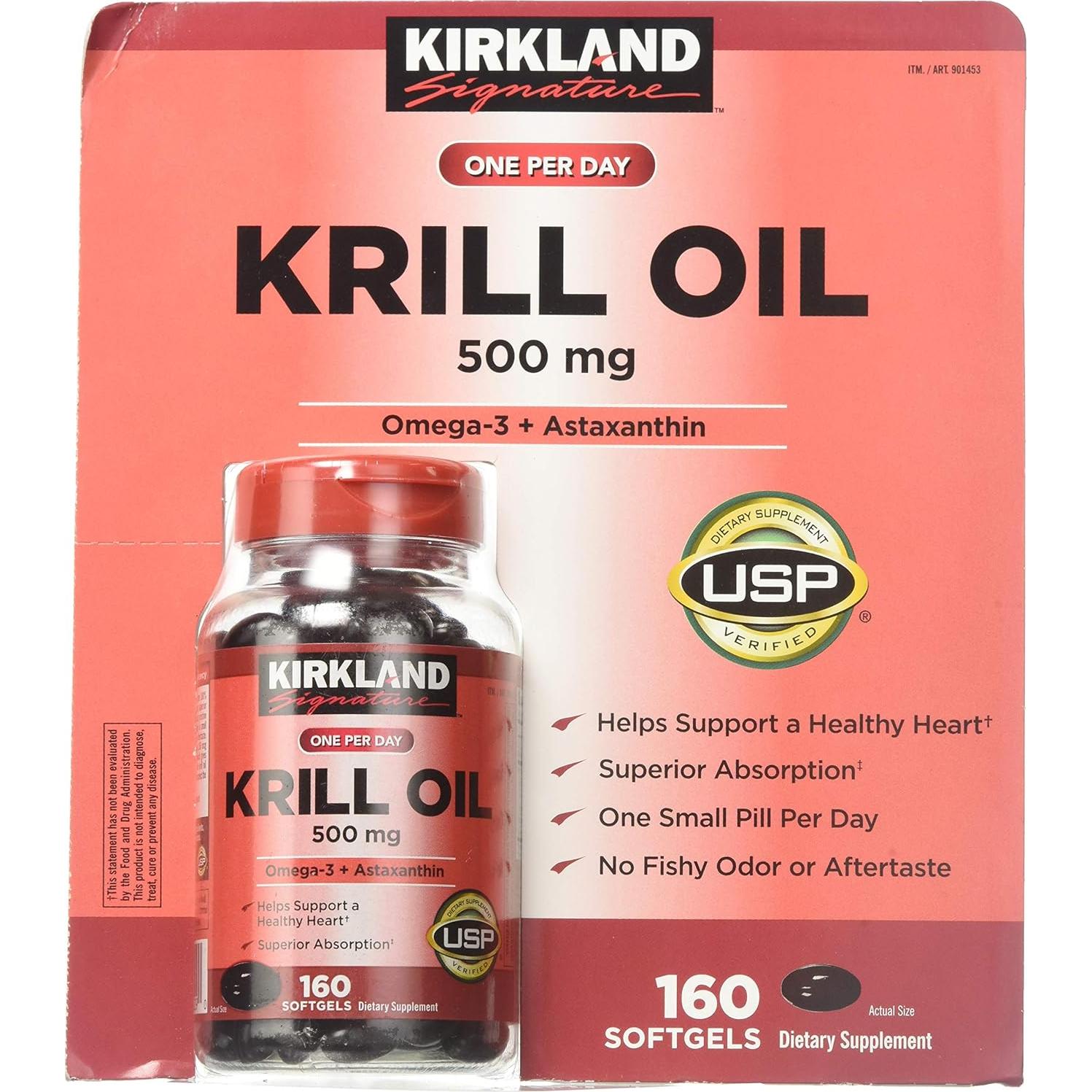 Aceite de Kril Kirkland Signature 500 mg 160 Gelatinas Blandas