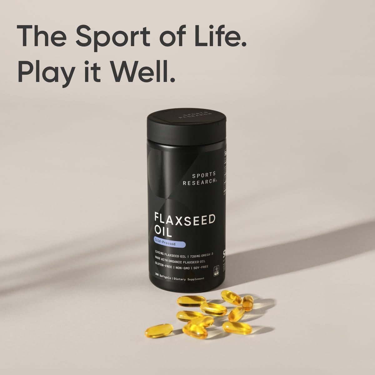 Aceite de Semilla de Lino Sports Research 1200mg 200 Cápsulas