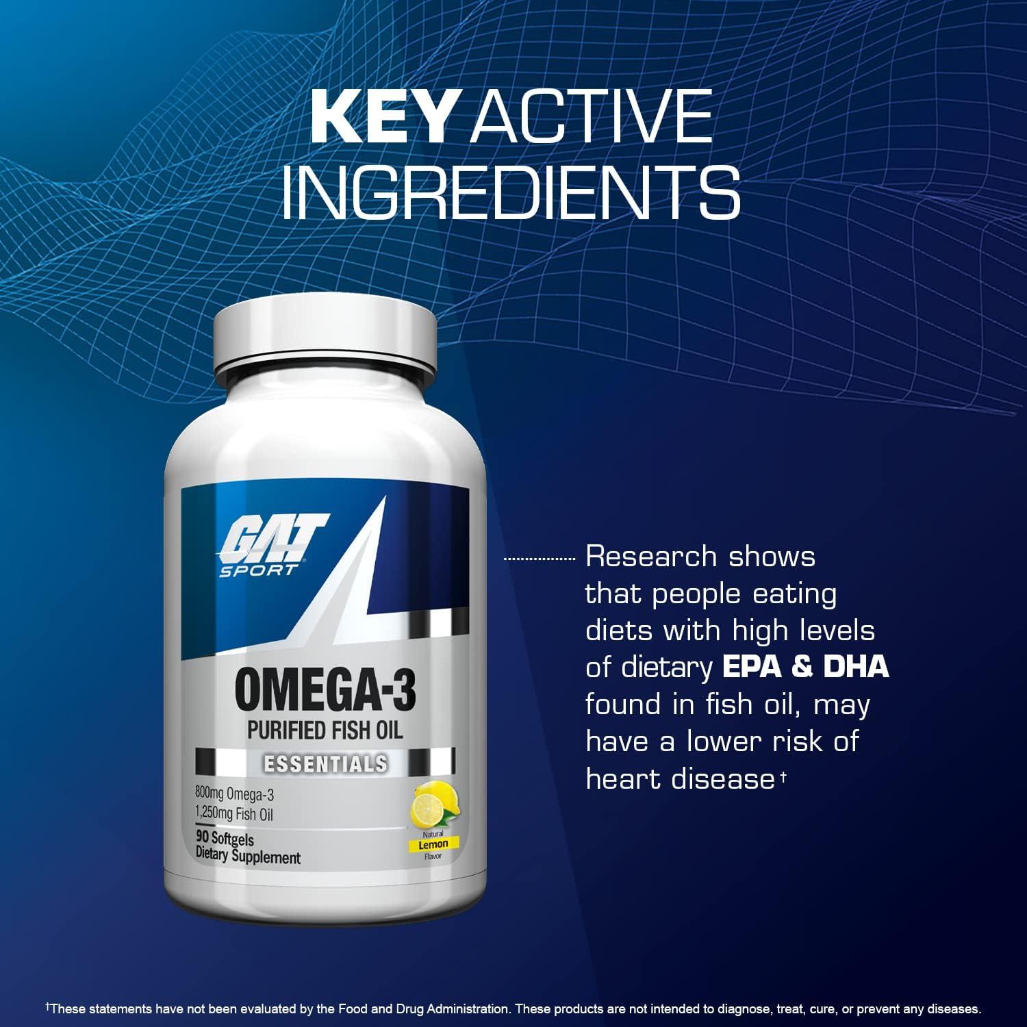 GAT Sport Aceite de Pescado Omega-3 800mg EPA DHA 90 Gelatinas