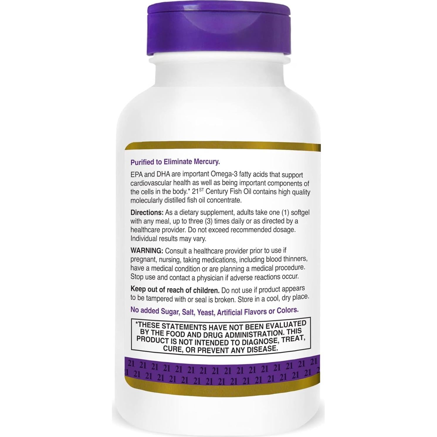 Aceite de Pescado Siglo 21 1000 mg 120 Cápsulas Blandas