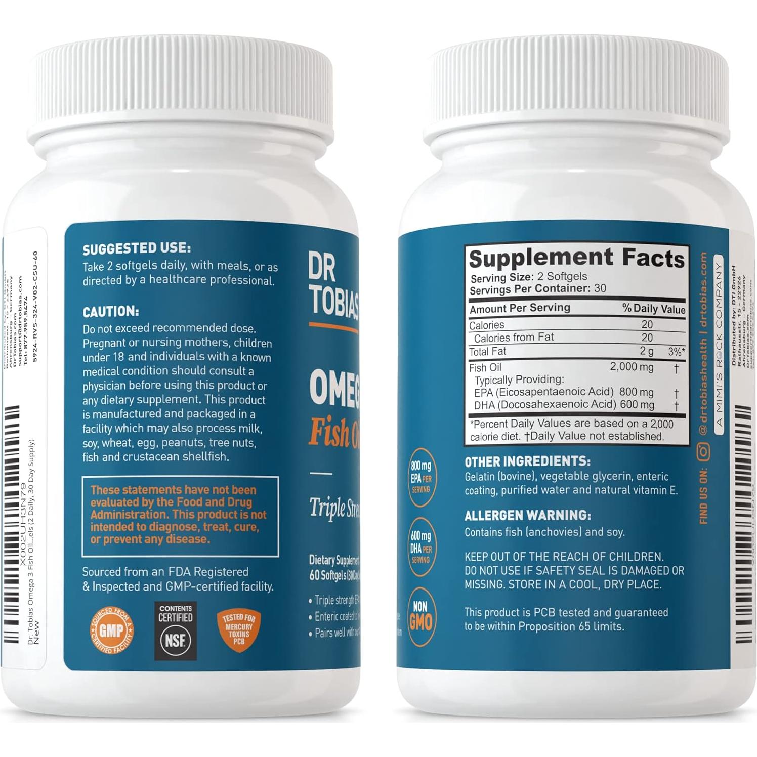 Suplemento Omega 3 Dr. Tobias 60 Cápsulas - Equilibrio Hormonal