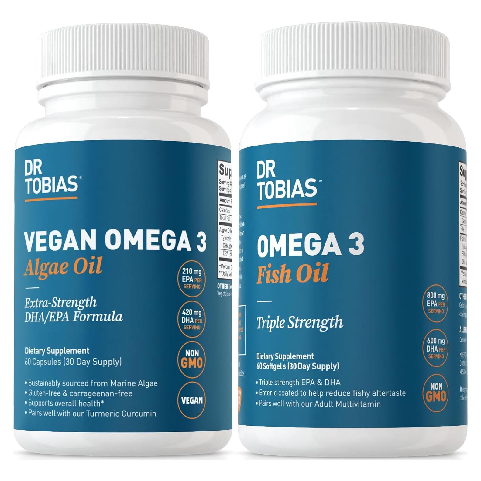 Dr. Tobias Omega 3 Vegano y Aceite de Pescado 60 Cápsulas