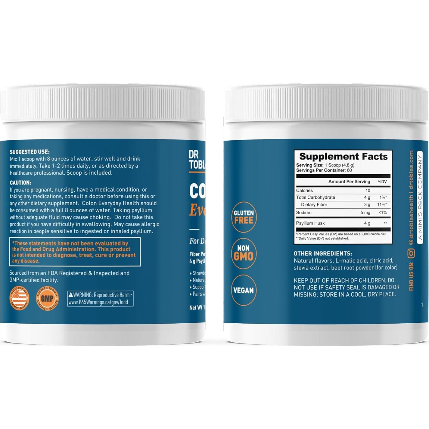 Dr. Tobias Salud Intestinal - Bebida de Fibra de Psyllium 60 Porciones