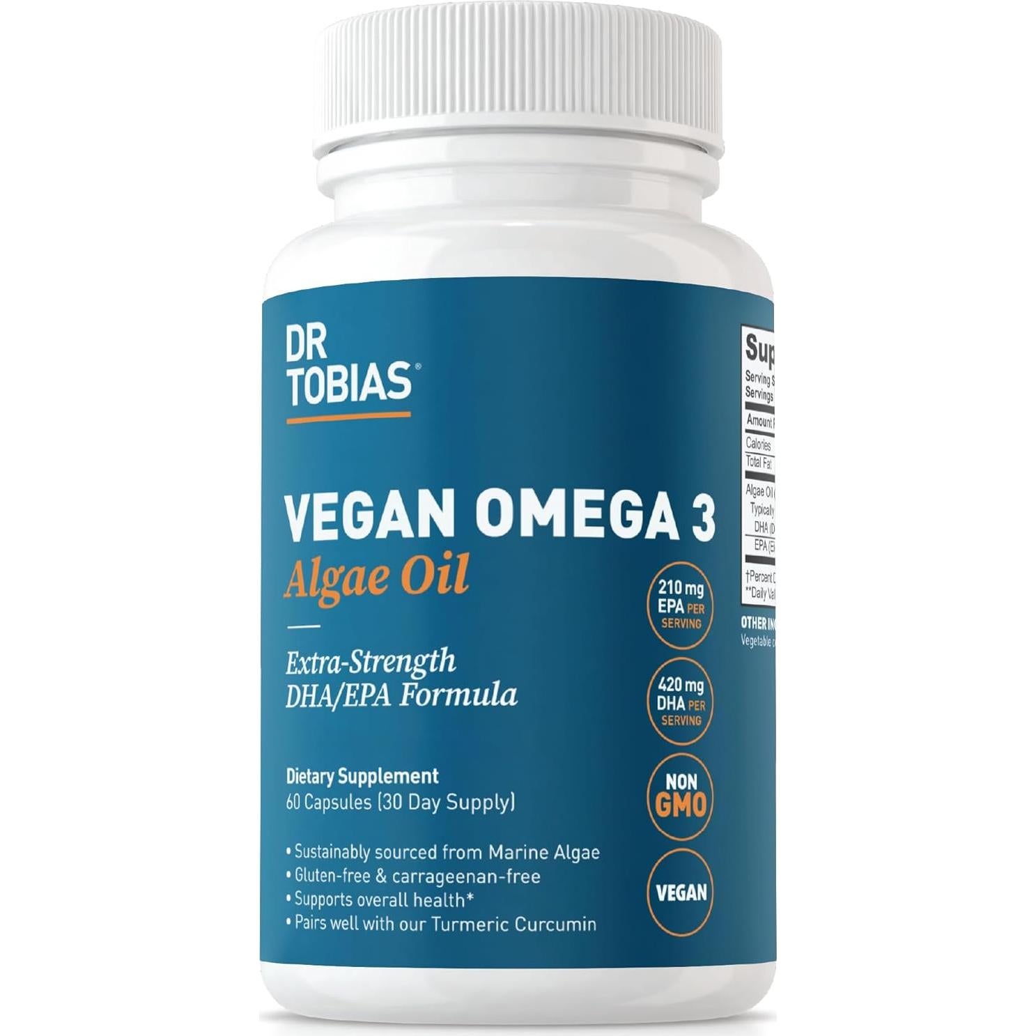 Dr. Tobias Omega 3 Vegano de Algas 420mg + Limpieza de Colon 14 Días